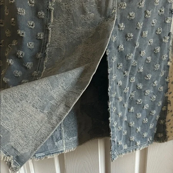 POL Patchwork Maxi Skirt in Blue and Cream - Picture 9 of 11